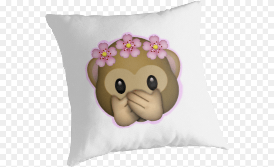 Emoji Monkey Flower Crown Edit By Zannahp Flower Iphone Emoji, Cushion, Home Decor, Pillow, Toy Free Transparent Png