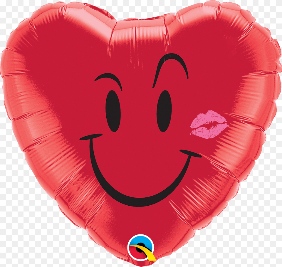 Emoji Naughty Smile Amp A Kiss 18 Inch Foil Balloon Qualatex Heart Red Balloon, Person Png Image
