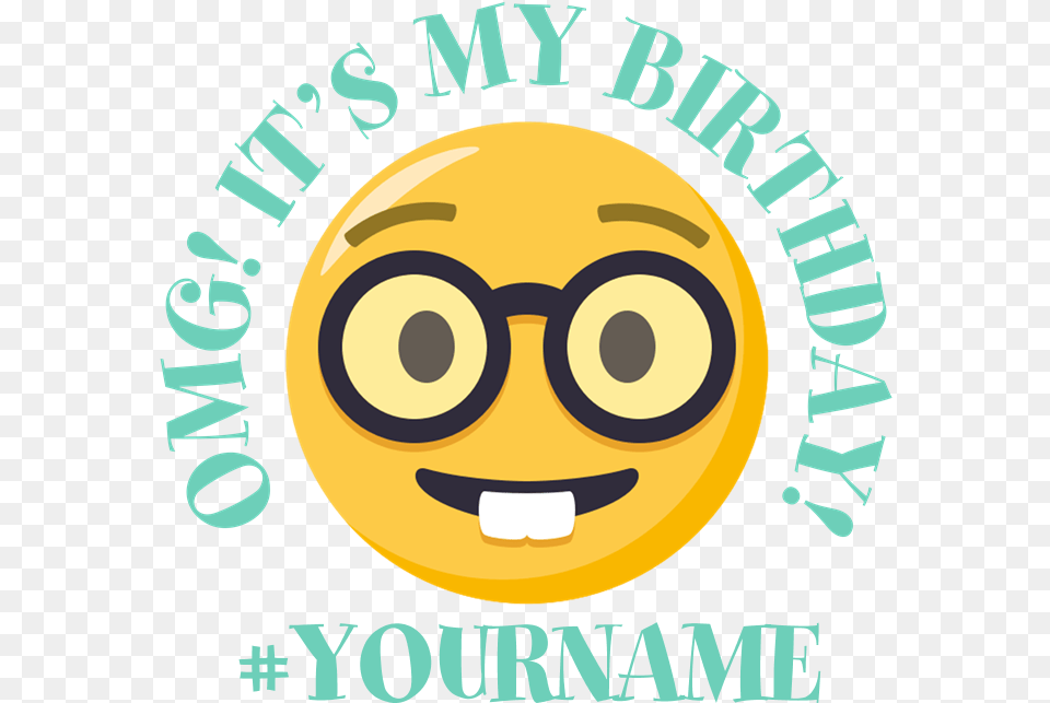 Emoji Nerd Birthday Onesie Circle, Advertisement, Poster, Accessories, Glasses Png Image