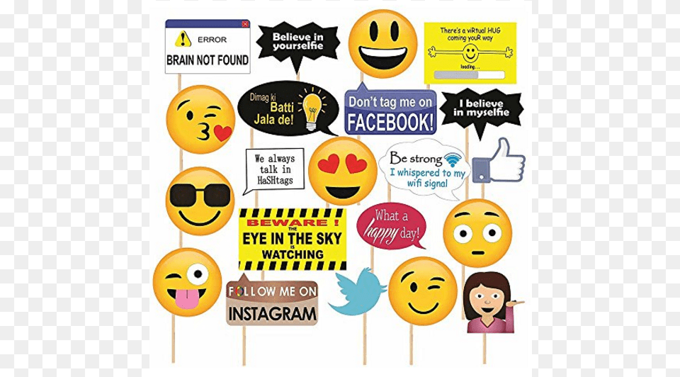 Emoji Photobooth Props 21pcs Social Media Theme Props, Baby, Person, Advertisement, Face Free Transparent Png