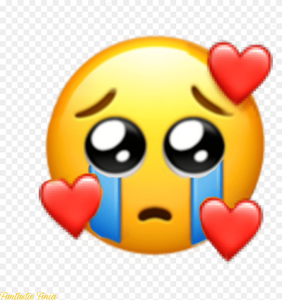 Emoji Sad Heart Eyes Sticker Pleading Emoji With Hearts, Toy Free Png Download
