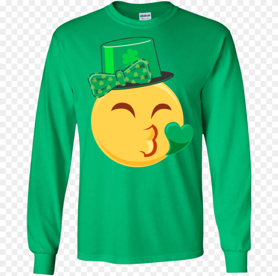Emoji Saint Patricks Day Shirt Girls Green Heart Eyes T Shirt, Clothing, Long Sleeve, Sleeve, Adult Png