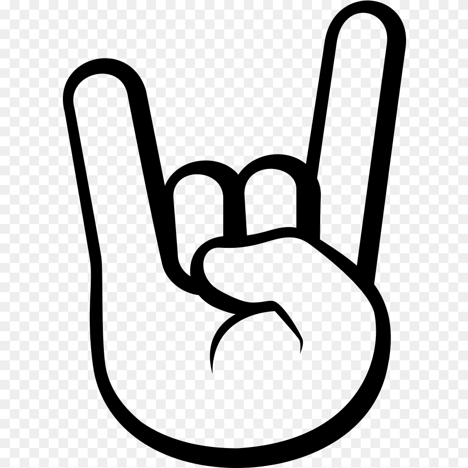 Emoji Sign Of The Horns Emoticon Symbol Rock N Roll, Gray Png