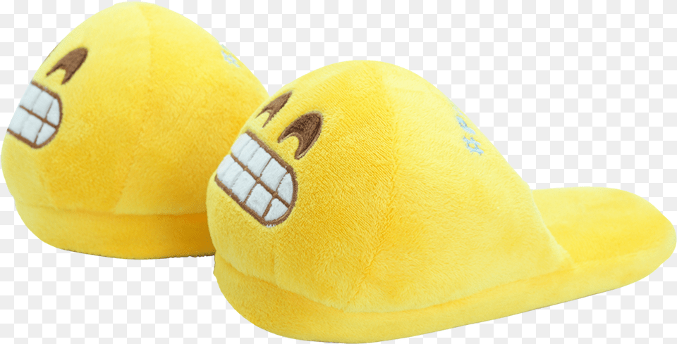 Emoji Slippers Grinning Emoji Slippers, Clothing, Hat, Plush, Toy Png