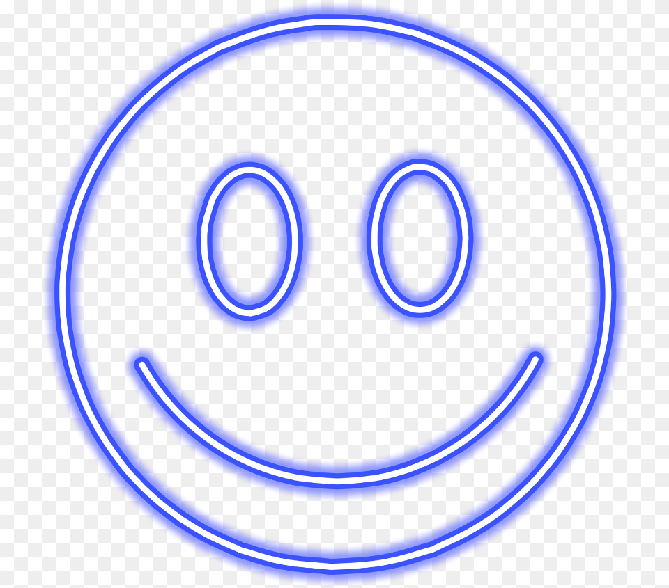 Emoji Smile Neon Blue Sticker Freetoedit Mimi Circle, Light, Machine, Wheel Free Png