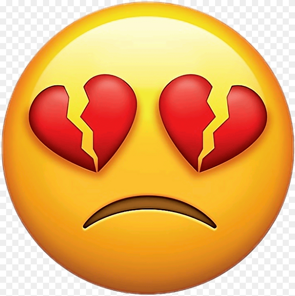 Emoji Sticker Broken Heart Eyes Emoji Full Size Sad Broken Heart Emoji, Logo, Face, Head, Nature Png Image