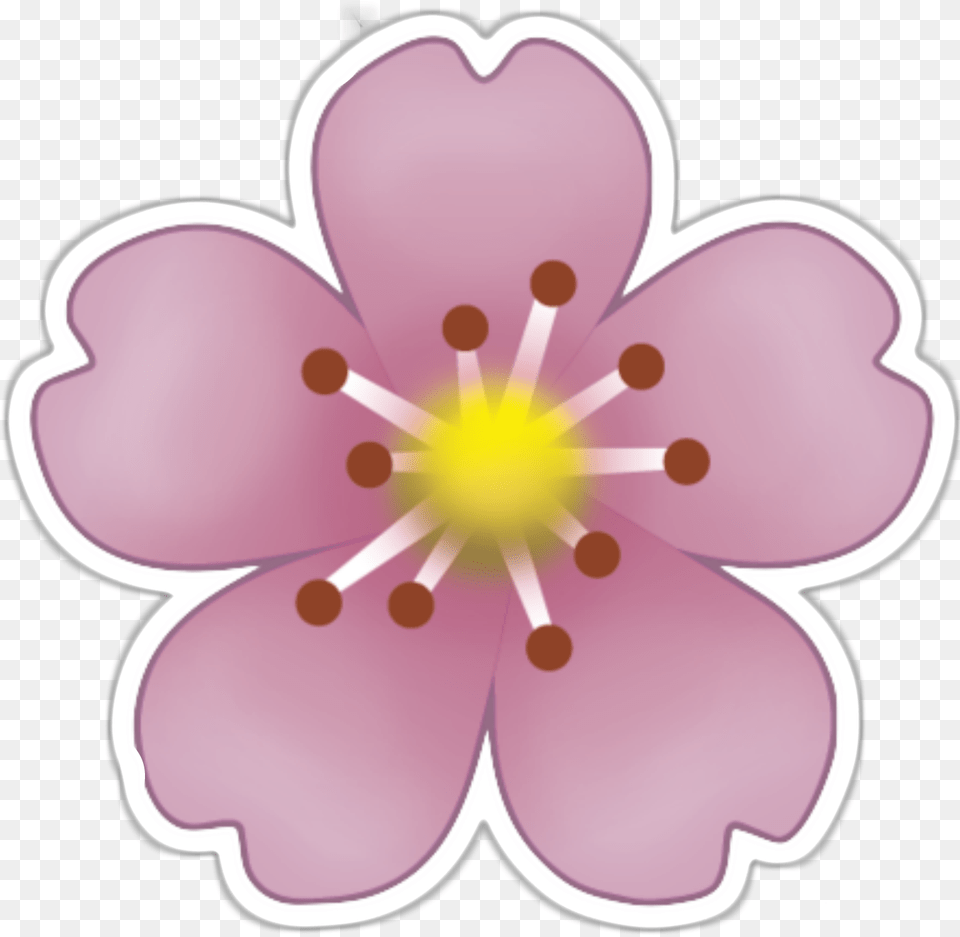 Emoji Sticker Pink Flowers Clip Art Blushing Emoji Overlays Emoji, Anther, Flower, Petal, Plant Free Png Download