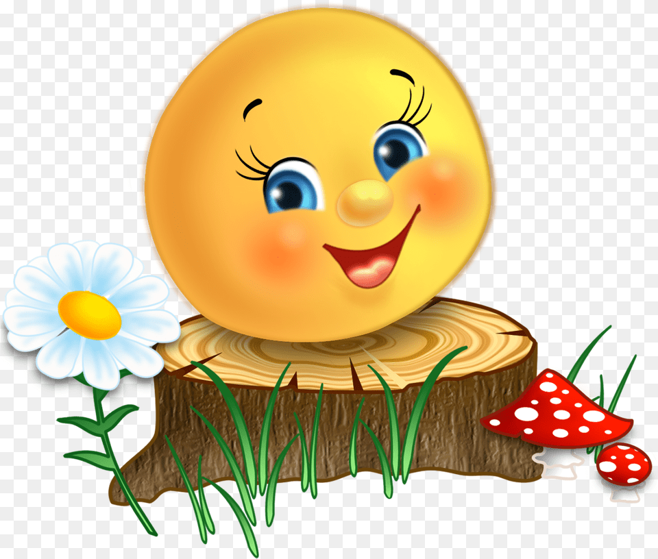 Emoji Stickers Smileys Smiley Faces Happy Face Emoticon Happiness Face, Daisy, Flower, Plant, Fungus Free Png