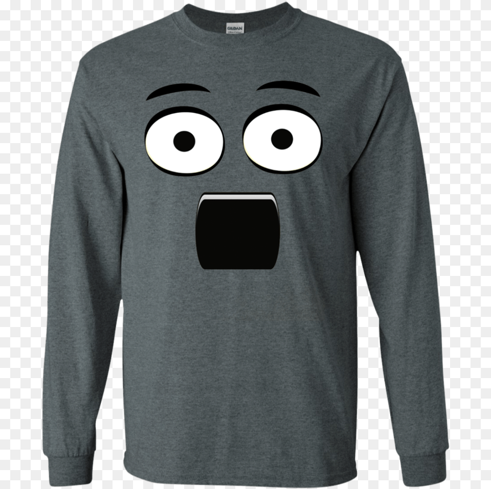 Emoji T Shirt With A Surprised Face And Open Mouth One Line T Shirt, T-shirt, Clothing, Sleeve, Long Sleeve Png