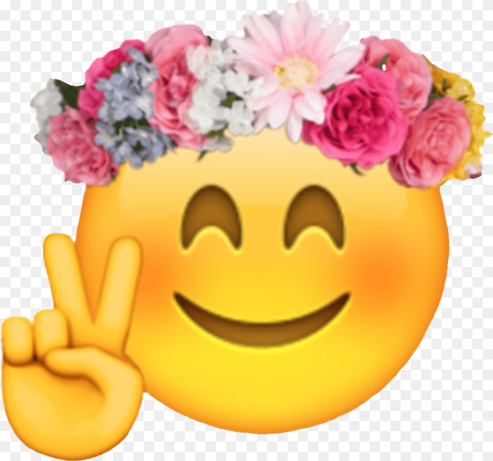 Emoji With Flower Crown Download Flower Crown Emoji, Flower Arrangement, Petal, Plant, Flower Bouquet Free Png