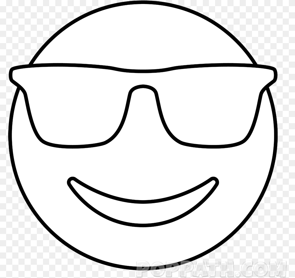 Emoji With Glasses Black And White, Accessories, Stencil, Head, Person Free Png