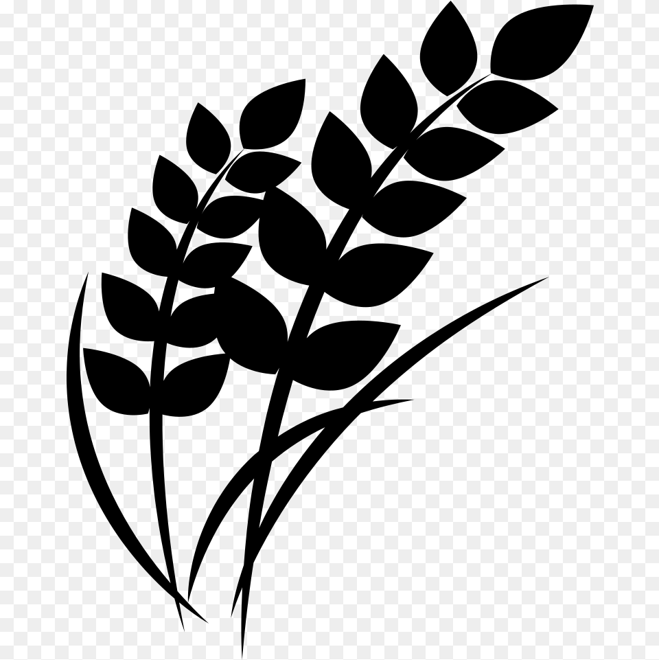 Emojione Bw 1f33e Cartoon Rice Plant, Gray Png Image