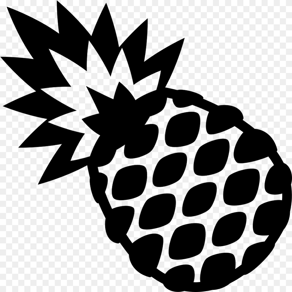 Emojione Bw 1f34d Black Pineapple Emoji, Gray Free Png Download