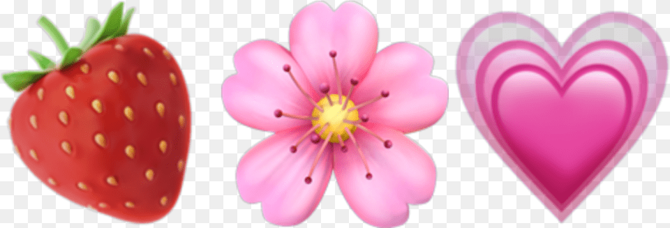 Emojis Emojicombo Aesthetic Red Pink Pastel Aesthetic Strawberry Emoji Pink, Berry, Food, Fruit, Plant Png Image
