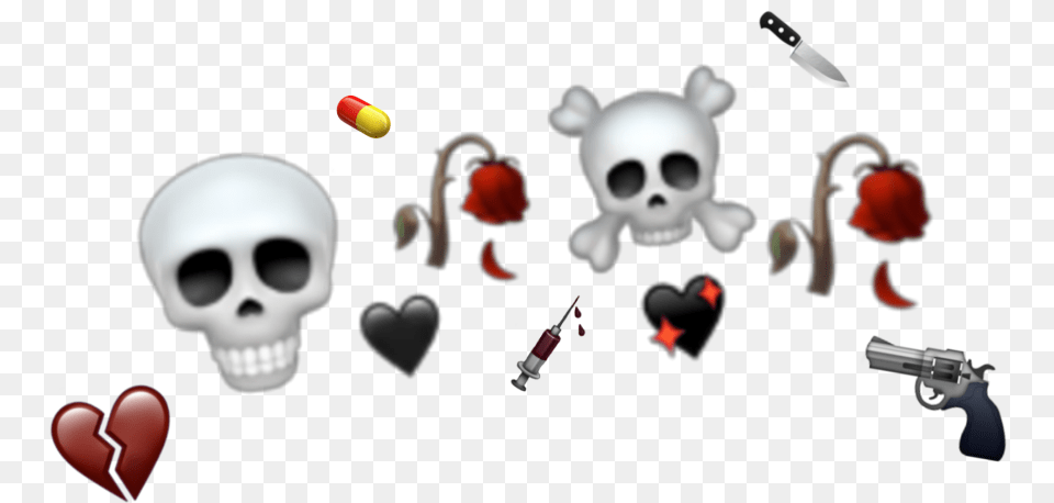 Emojis Heart Skull Knife Pill Rose Aesthetic Grung Edgy Aesthetic Emoji Combo, Gun, Weapon, Firearm Png Image