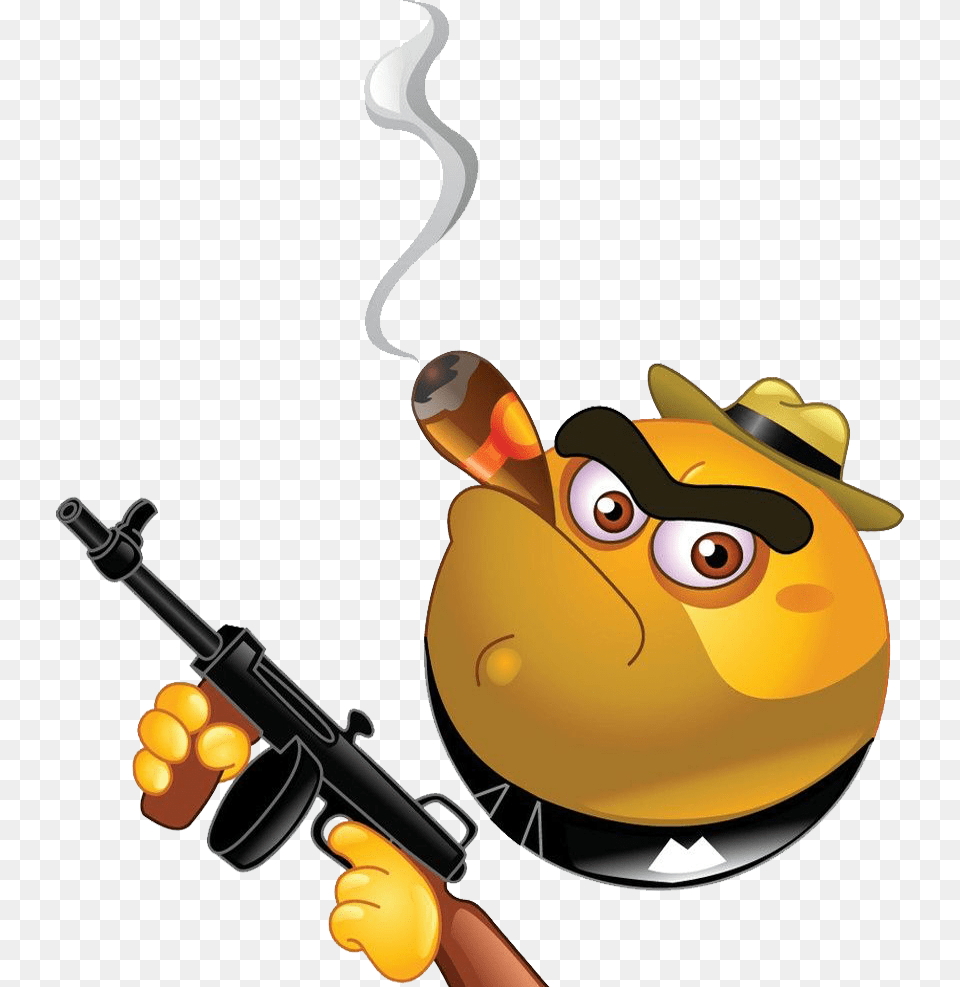Emoticon Gangster Smiley Clip Art, Firearm, Weapon, Gun, Rifle Free Transparent Png