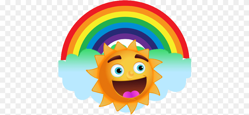 Emoticon Gmail Illustration Smiley Emoji Rainbow With Clouds Clipart, Photography, Art, Animal, Mammal Free Png Download