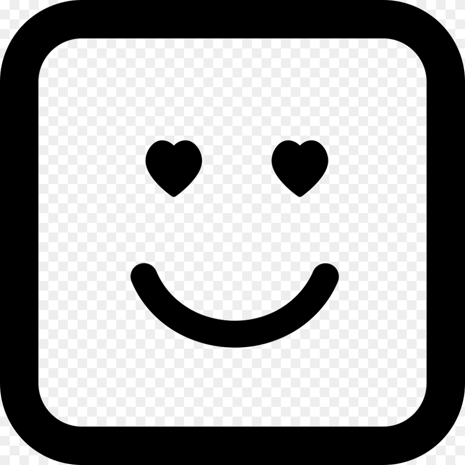 Emoticon In Love Face With Heart Shaped Eyes In Square Outline, Stencil Png Image