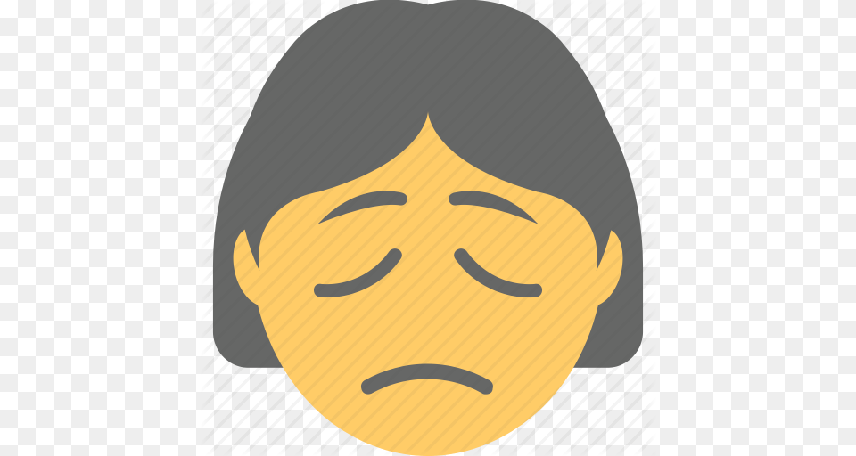 Emoticon Sad Face Unhappy Woman Emoji Worried Icon, Head, Person, Photography, Portrait Png Image