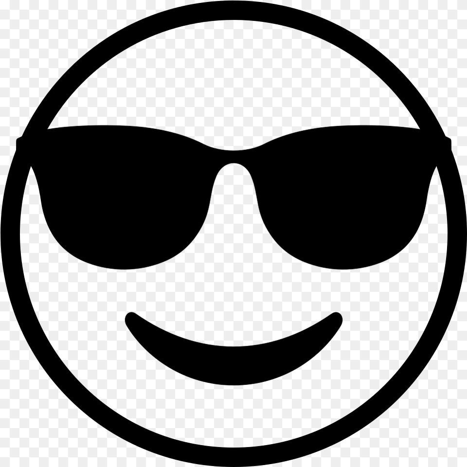 Emoticon Smiley Sunglasses Emoji Emoji Clipart Black And White, Gray Free Png Download