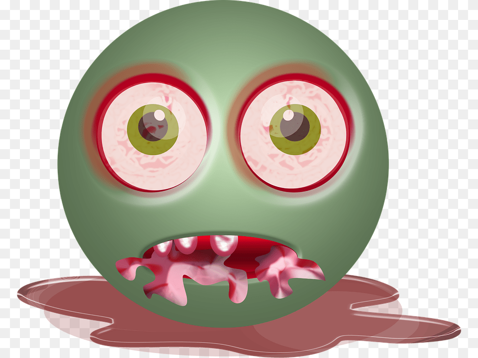 Emoticon Smiley Zombie Dead Halloween Face Halloween Face Cartoon, Disk, Food Png