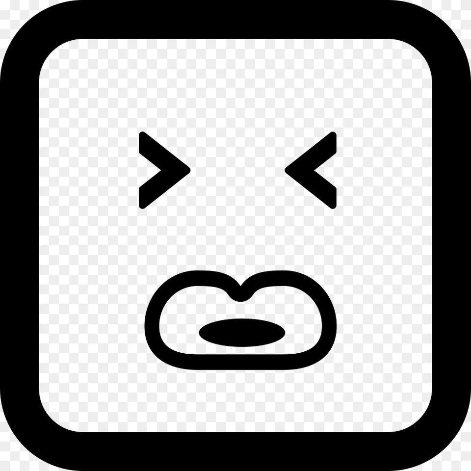Emoticon Square Face With Closed Eyes And Big Lips Icon, Stencil, Sticker, First Aid Free Transparent Png