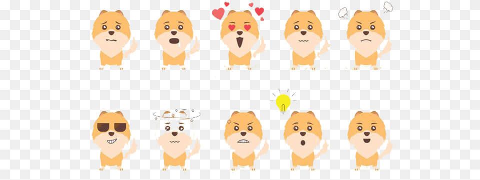 Emoticon Sunglasses Pomeranian Series Breed Dog Face Pomeranian Cartoon, Baby, Person, Head, Animal Free Png Download