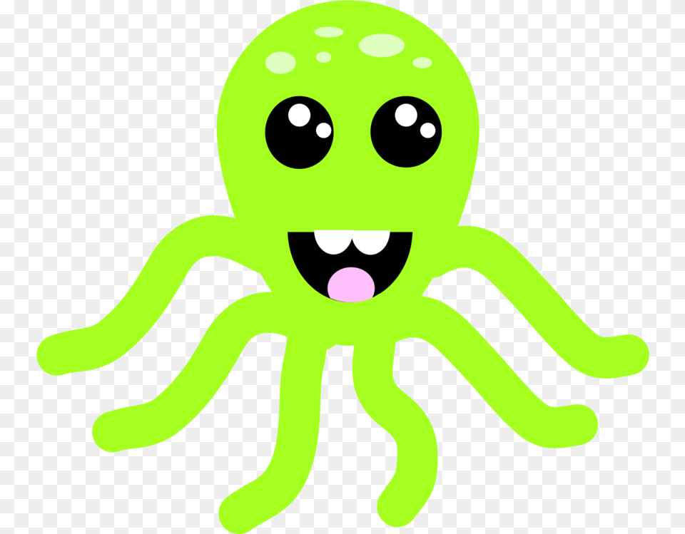 Emoticonoctopusanimal Figure Octopus Smiley, Green, Toy, Plush, Animal Free Png Download