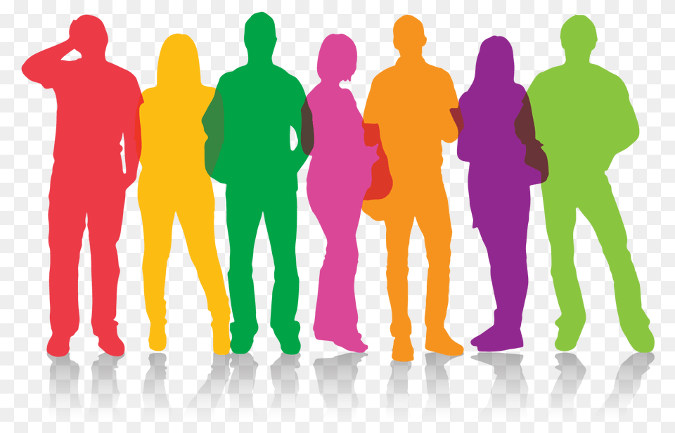 Emotional Support Teams Are Group Of People Colorful Silhouette, Purple, Adult, Person, Man Png Image