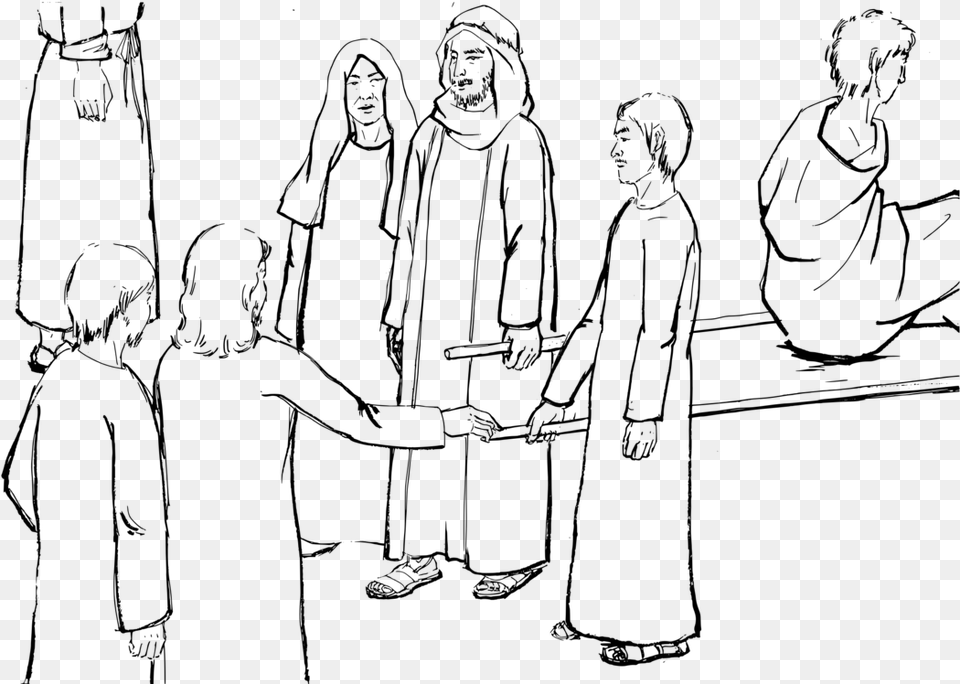 Emotionartconversation Jesus Heals The Widows Son Colouring, Gray Png Image