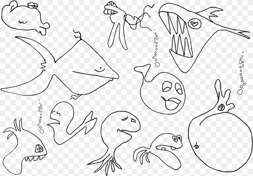 Emotionarttext Ikan Di Laut Kartun, Gray Png