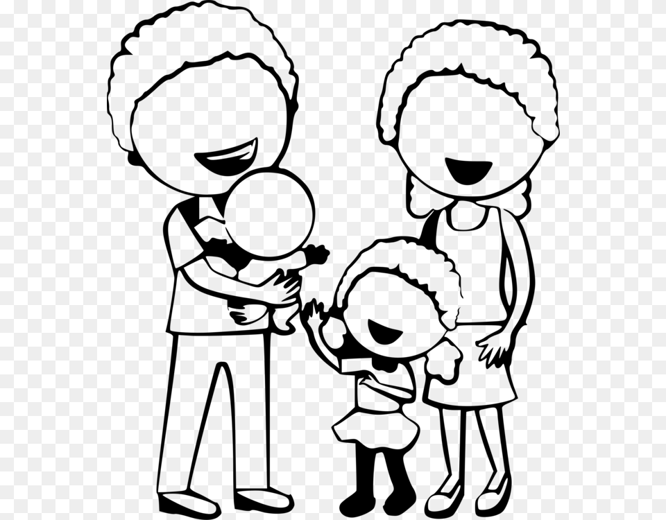 Emotionlovemonochrome Photography Cartoon Family Black And White, Gray Free Png