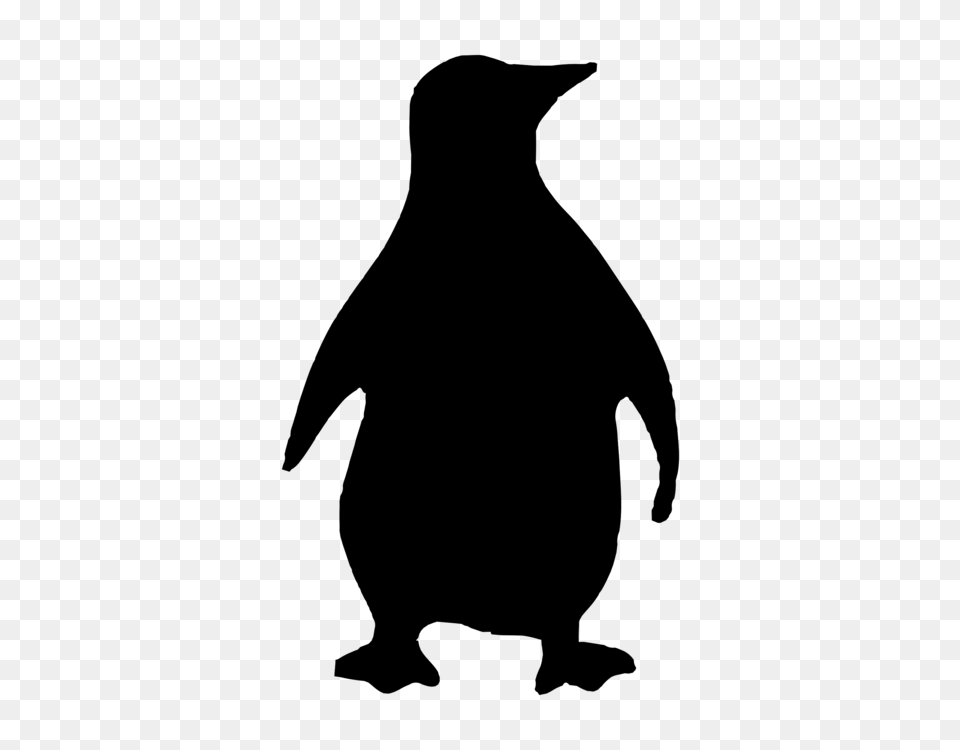 Emperor Penguin Bird Silhouette Stencil, Gray Png