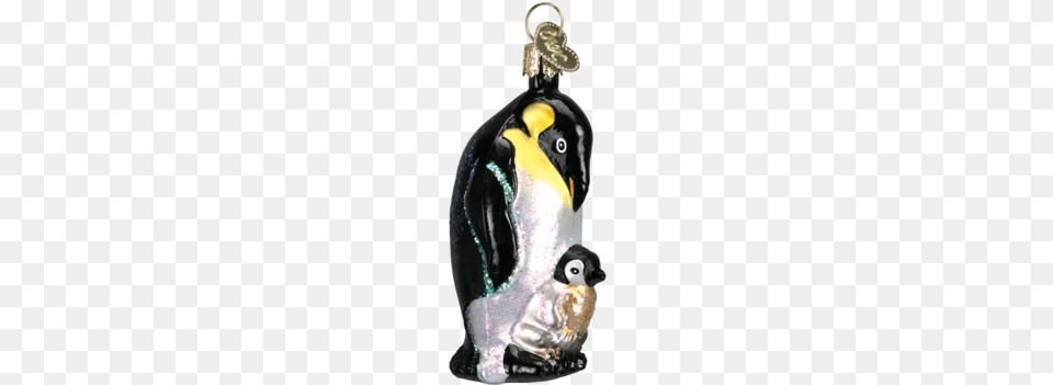 Emperor Penguin Wchick Ornament Old World Christmas Emperor Penguin With Chick Glass, Accessories, Figurine, Person, Earring Png
