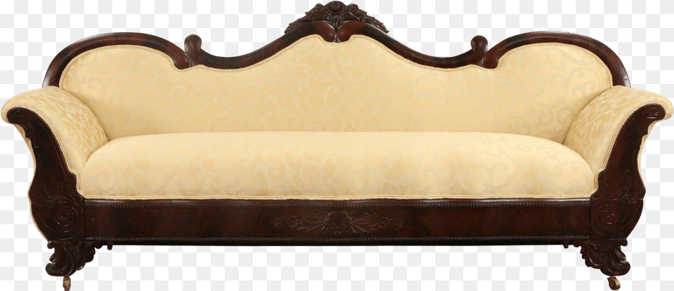 Empire Antique Mahogany Sofa New Upholstery Loveseat, Couch, Furniture Free Png Download