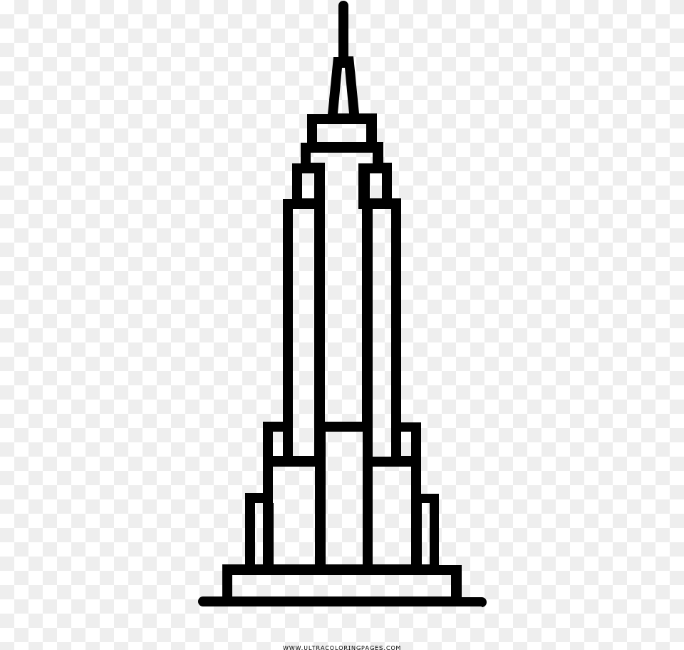 Empire State Building Coloring, Gray Free Png