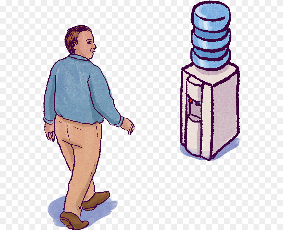 Employee Walking To Watercooler Illustration, Adult, Male, Man, Person Free Png