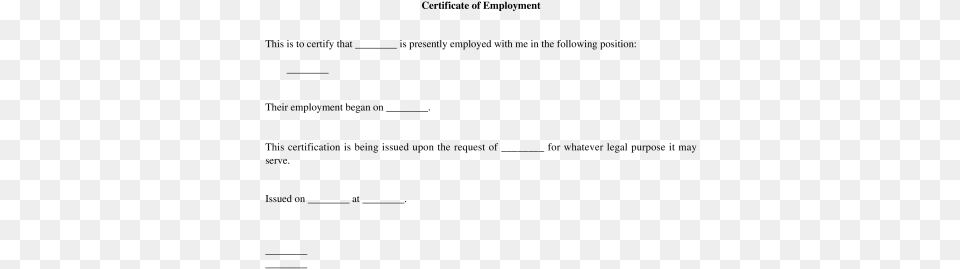 Employment Certificate Fill Out The Template Employment Certificate, Gray Png