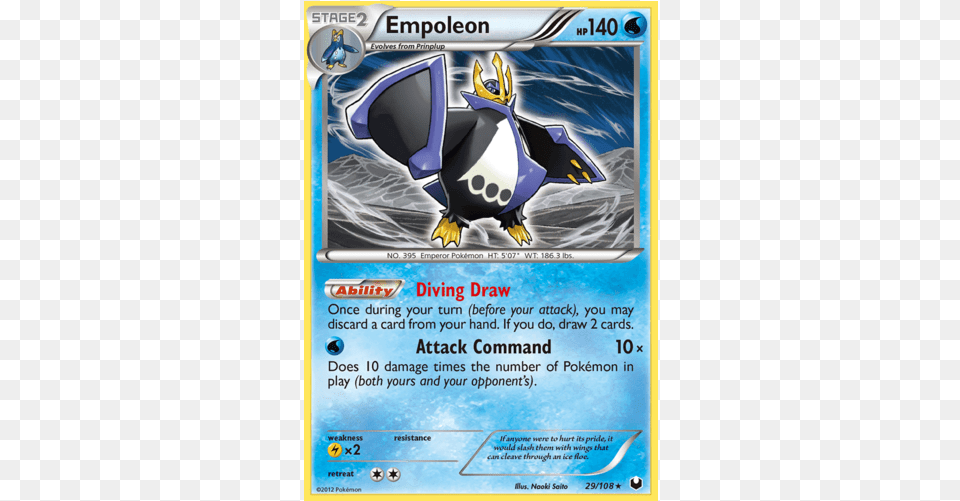 Empoleon Bw Dark Explorers Holo Rare Pokemon Draw Power Pokemon Cards, Advertisement, Poster, Animal, Bird Png Image