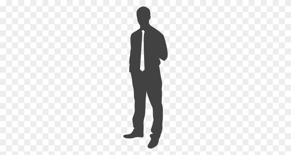 Empresario De Pie Casualmente Silueta Con Corbata, Silhouette, Man, Adult, Person Png