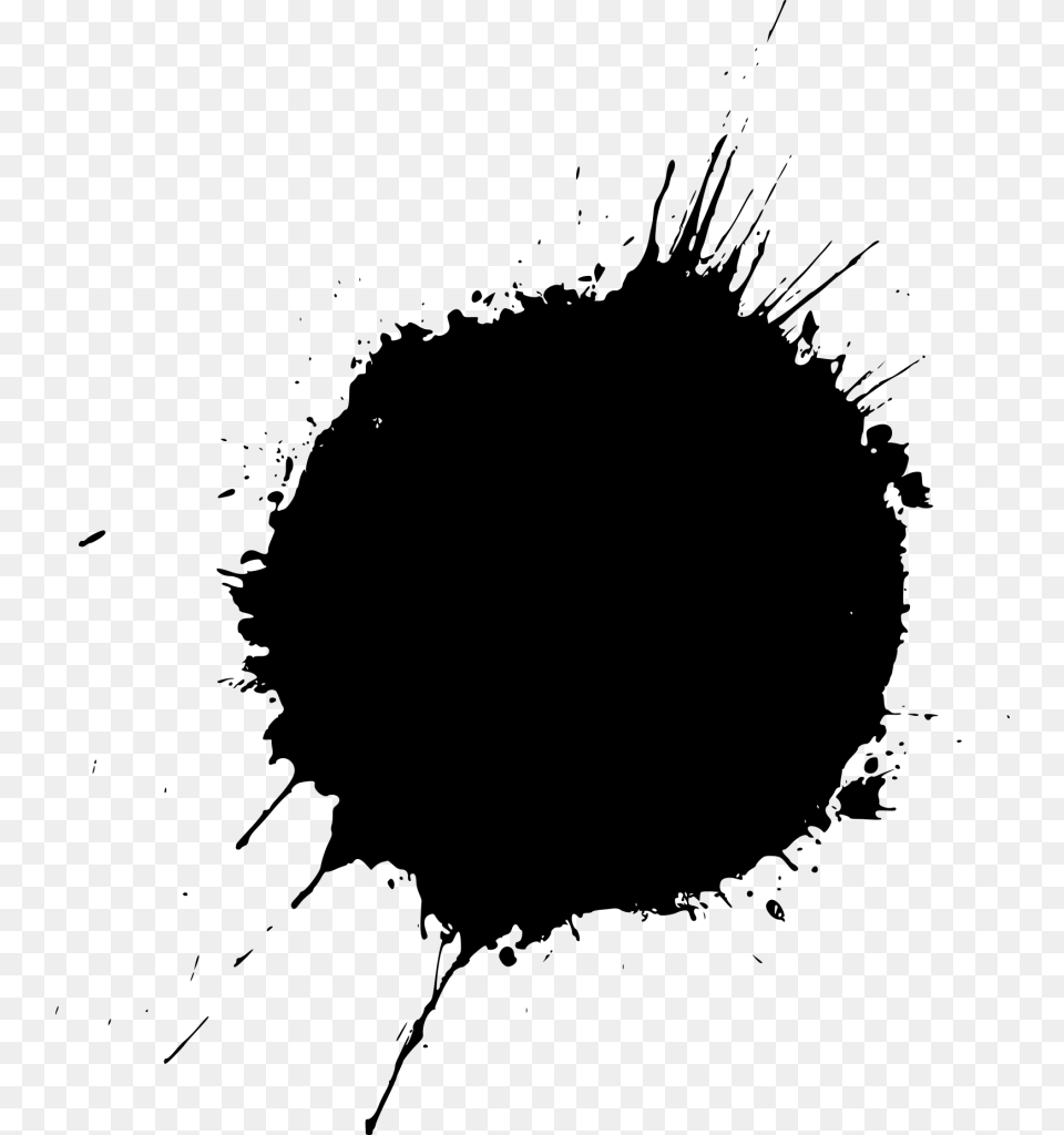 Empty Circle Stamp Grunge Black Splash, Gray Free Transparent Png