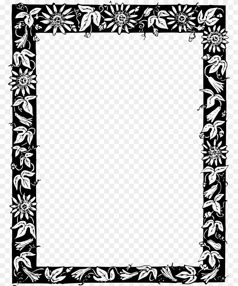 Empty Frame With Leaves And Flowers, Home Decor, Rug, Art, Floral Design Png Image