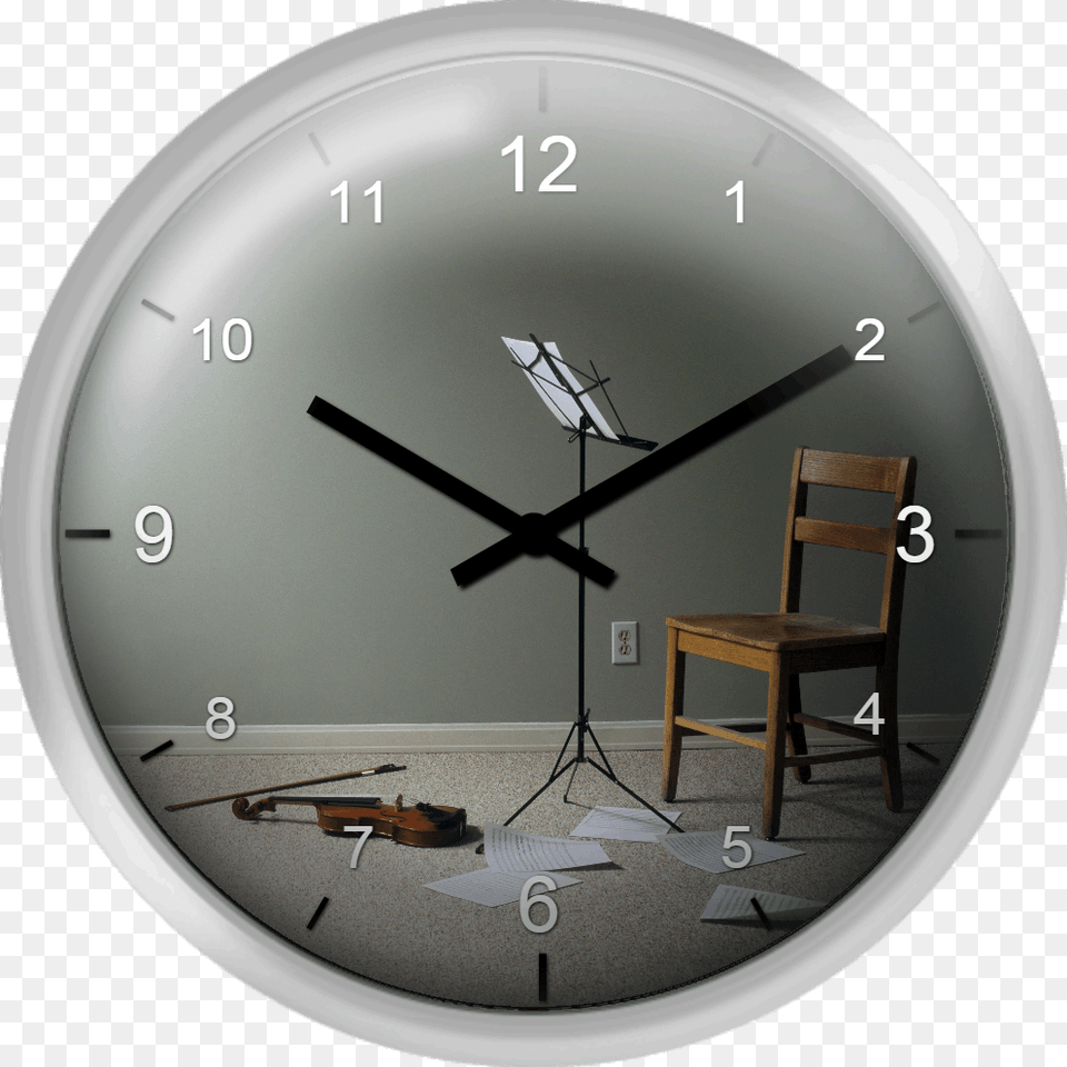 Empty Room With Chair Violin And Sheet Music On Floor Arvore De Bons Frutos, Analog Clock, Clock, Furniture, Musical Instrument Free Png Download