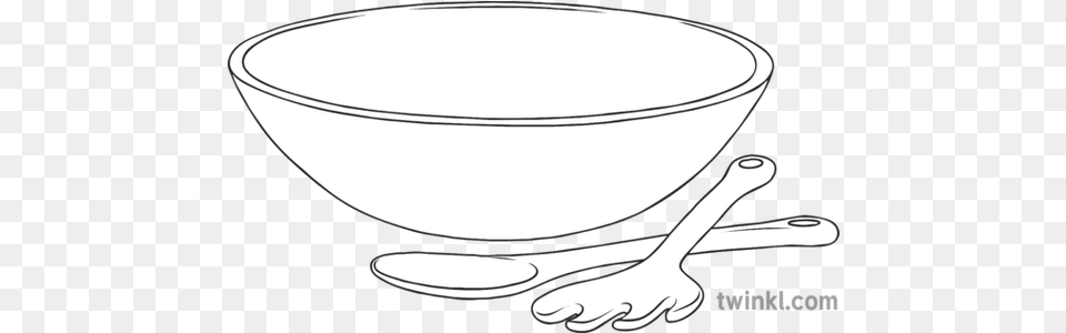 Empty Salad Bowl With Utensils Sen Food Kitchen Ks3 Black Line Art, Cutlery, Spoon, Soup Bowl Free Transparent Png