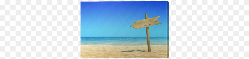 Empty Wooden Signpost On Idyllic Tropical Sand Beach Sea, Wood, Water, Symbol, Shoreline Free Png
