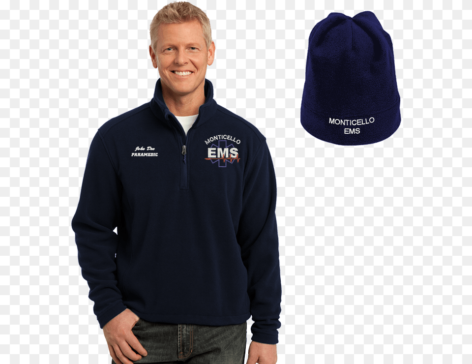 Ems Embroidered Jacket Amp Beanie Combo Embroidery, Clothing, Fleece, Adult, Sweater Png Image