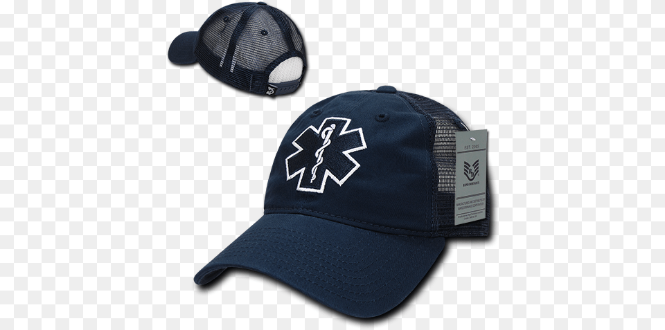 Emt Cross Trucker Hat Relaxed Mesh Baseball Cap Paramedic Star Of Life Rapid Dominance S79 Emt Hat, Baseball Cap, Clothing Free Transparent Png