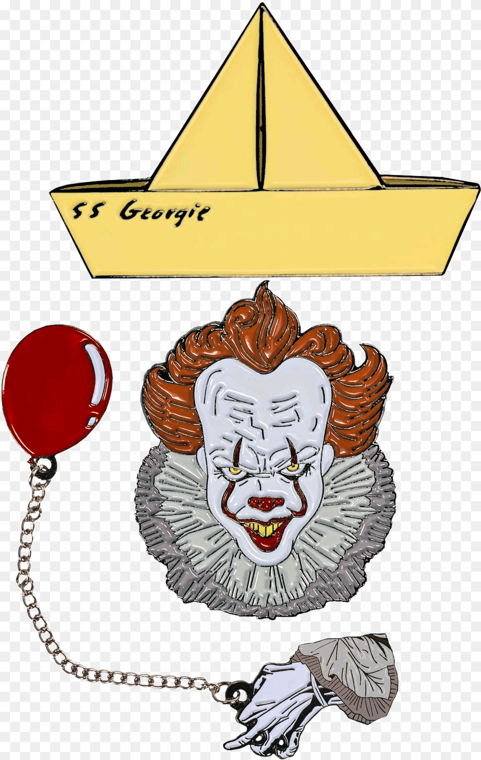 Enamel Pin Georgie Transparent Cartoons Pennywise Hand Holding Balloon, Face, Head, Person, Art Png