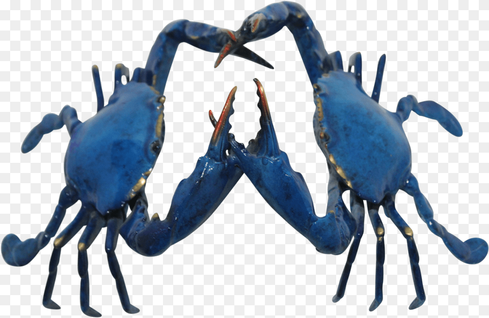 Enamel U0026 Gold Size Alpha Male Blue Crab Confrontation Sculpture By J Townsend Chesapeake Blue Crab Free Png Download