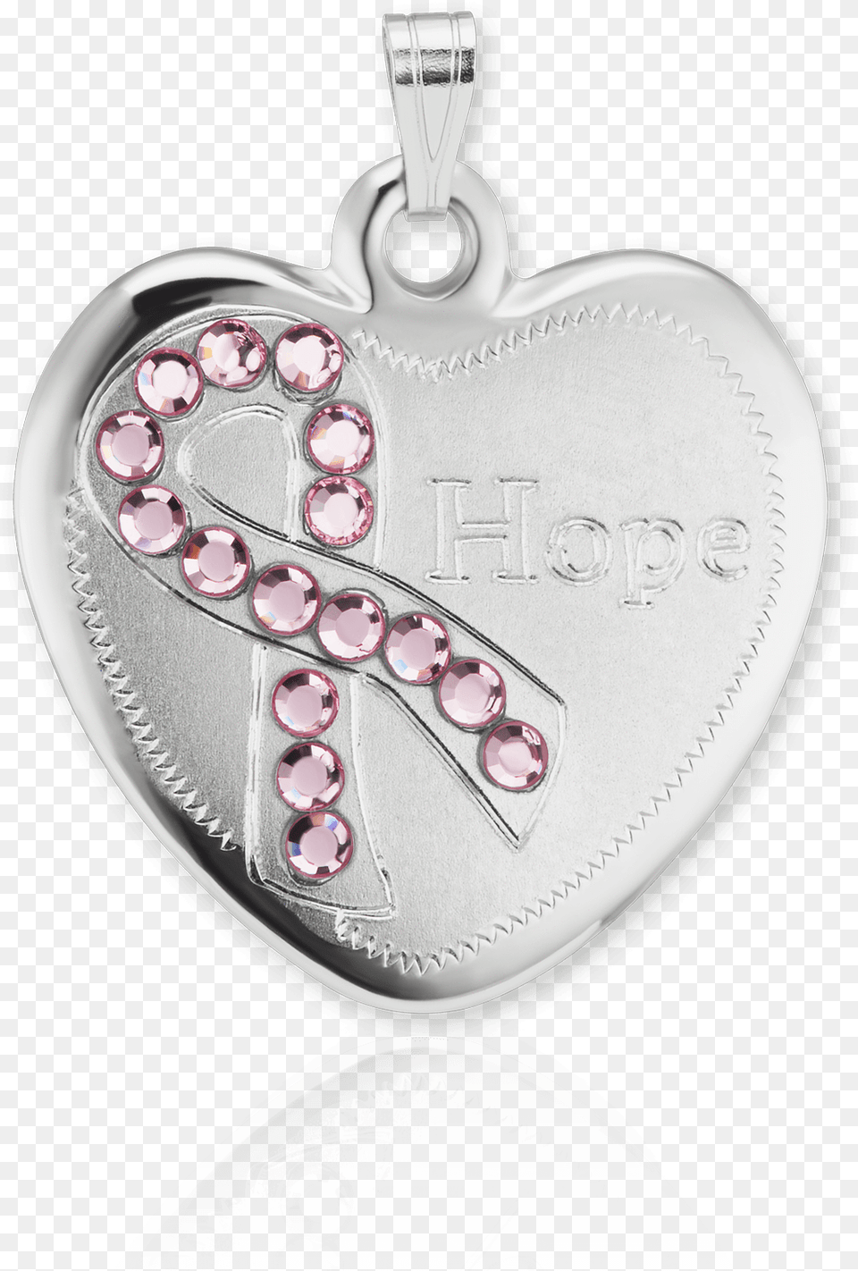 Enameled Sterling Silver Heart Breast Cancer Awareness Locket, Accessories, Jewelry, Pendant Png Image